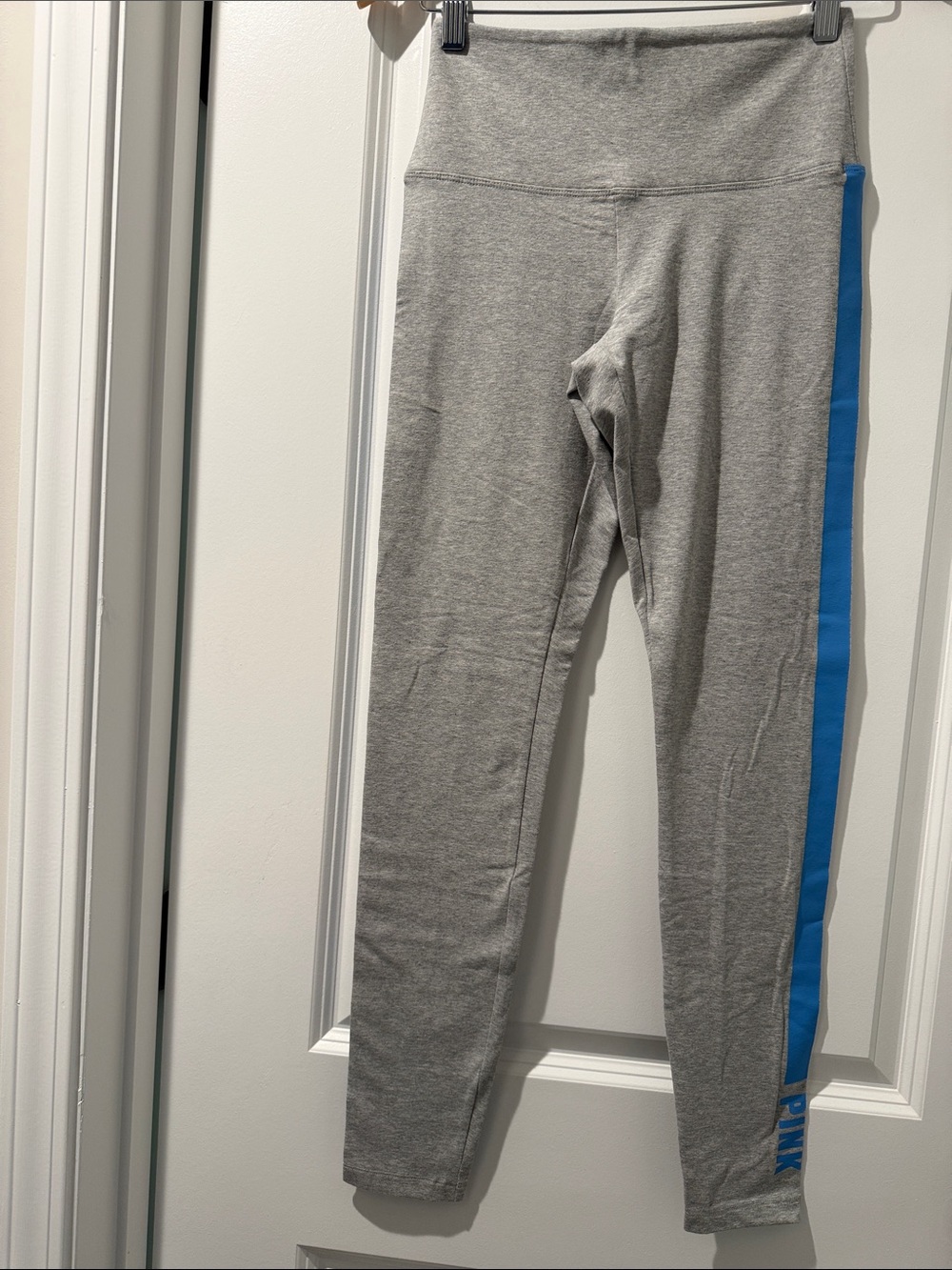 PINK Victoria's Secret Gray Leggings with Blue Side Stripe
